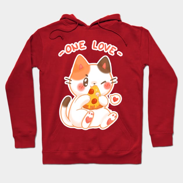 One love - Pizza cat Hoodie by linkitty